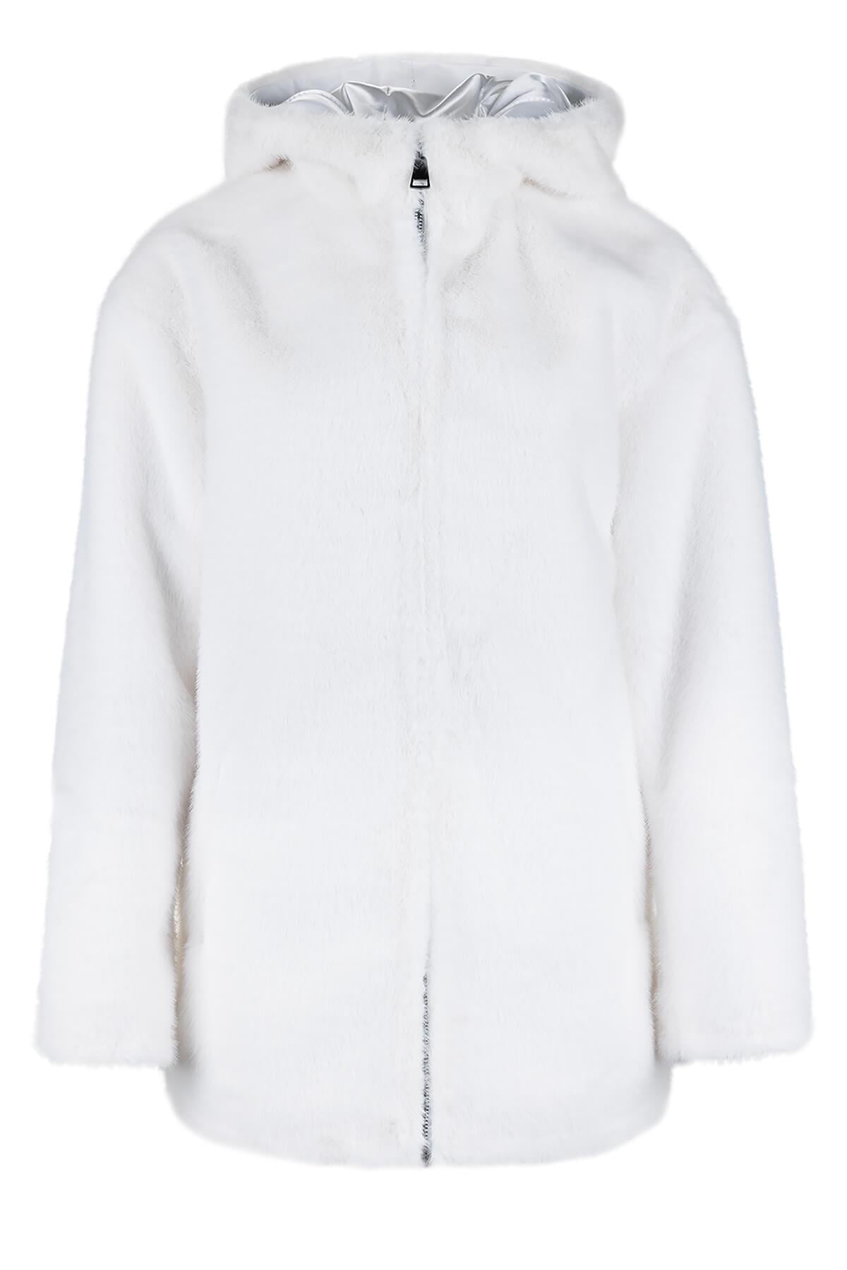  Tamer Tanca Kadın Peluş Beyaz Kumaş Mont Deri Mont