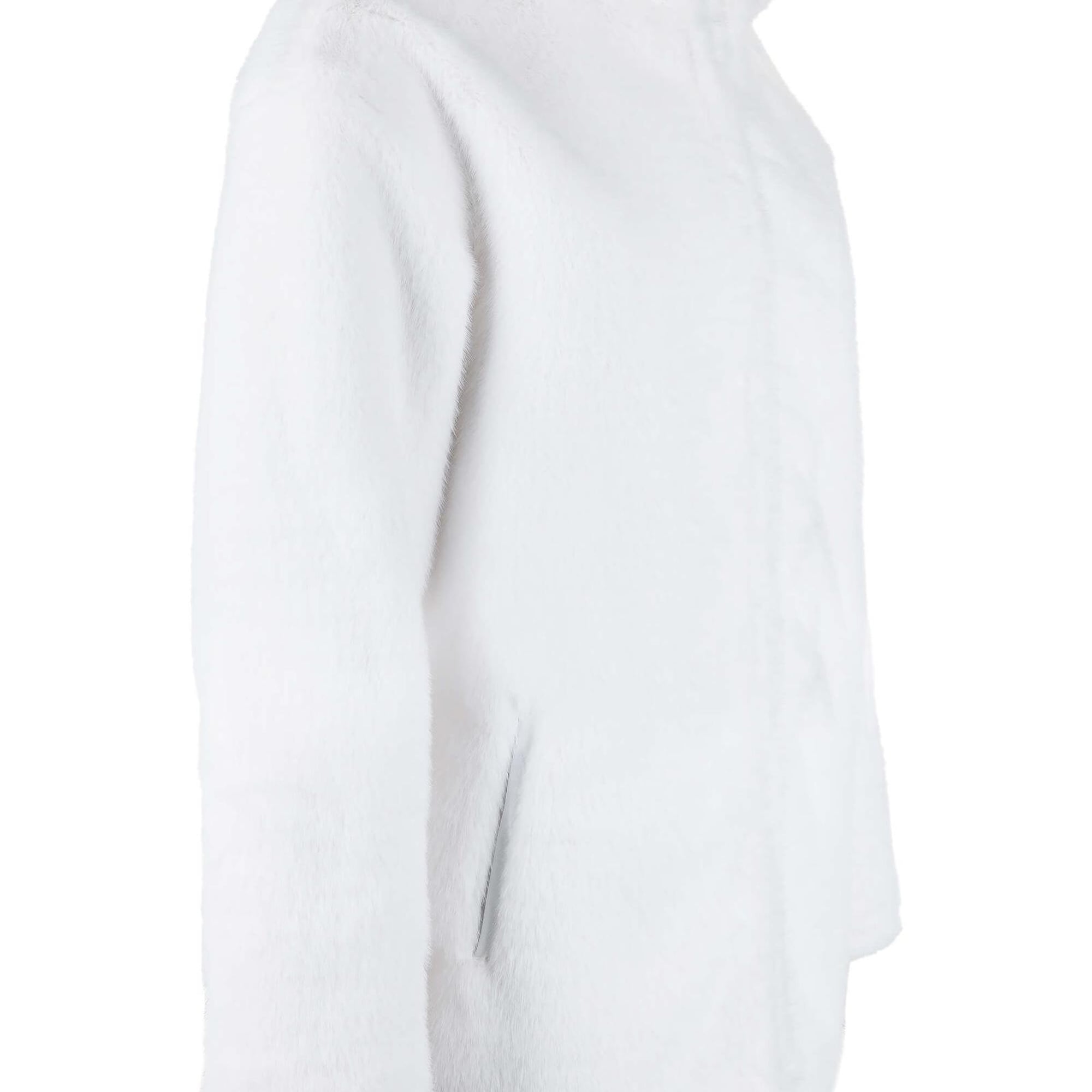 Tamer Tanca Kadın Peluş Beyaz Kumaş Mont Deri Mont