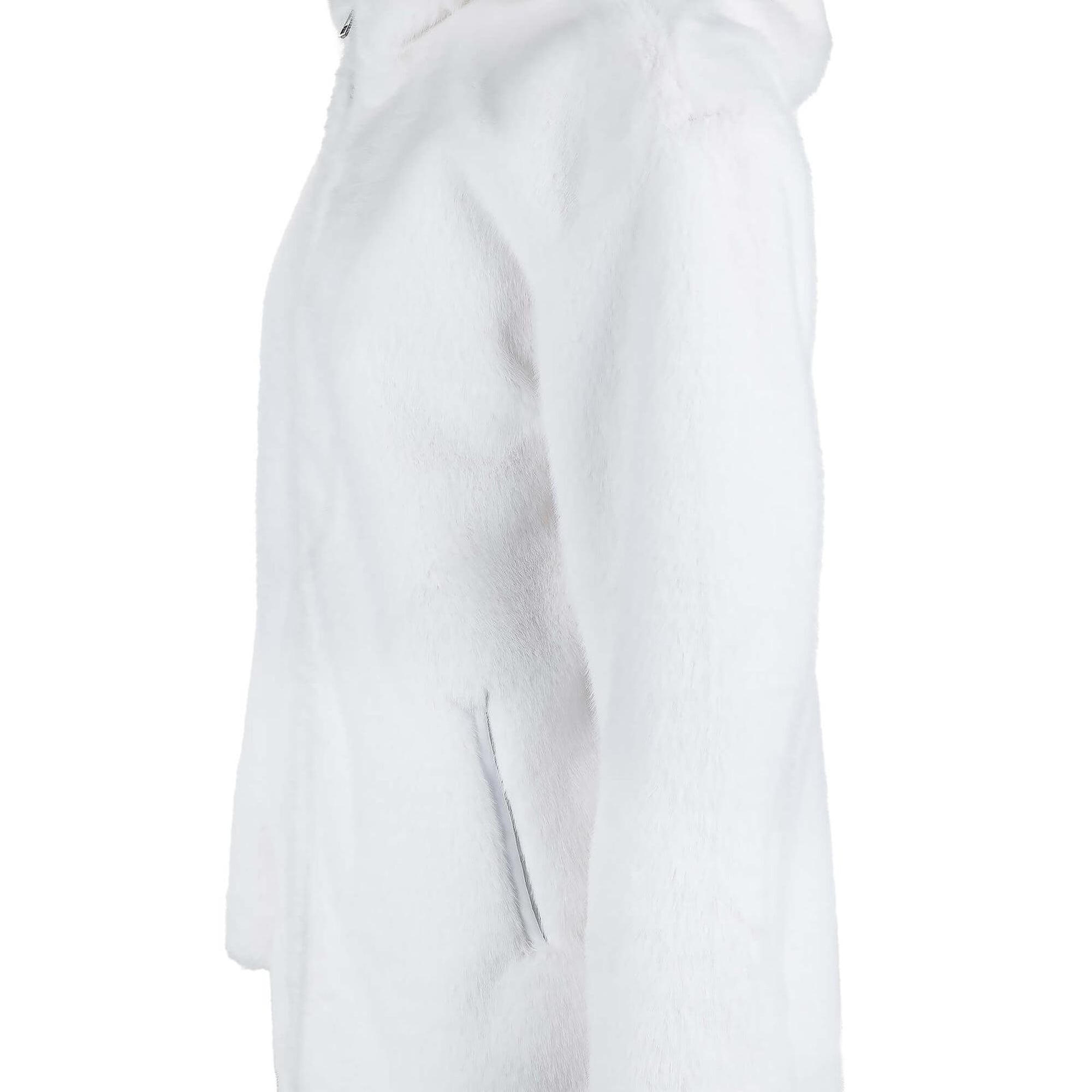 Tamer Tanca Kadın Peluş Beyaz Kumaş Mont Deri Mont