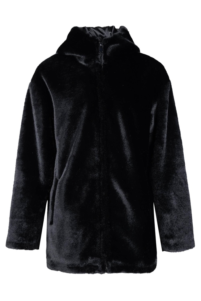  Tamer Tanca Kadın Peluş Siyah Kumaş Mont Deri Mont