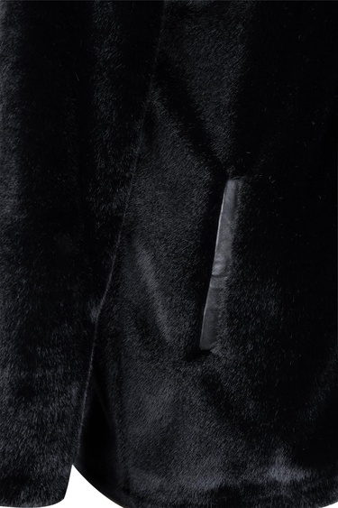  Tamer Tanca Kadın Peluş Siyah Kumaş Mont Deri Mont