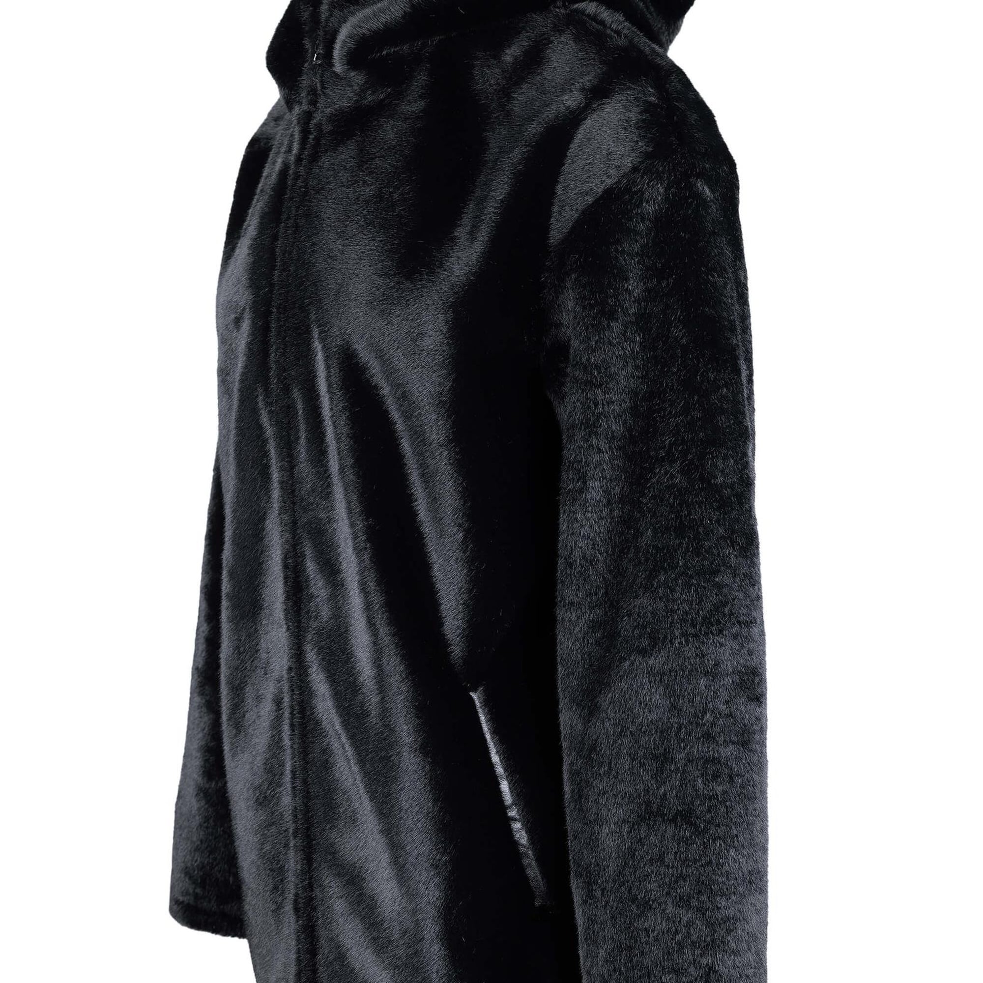 Tamer Tanca Kadın Peluş Siyah Kumaş Mont Deri Mont