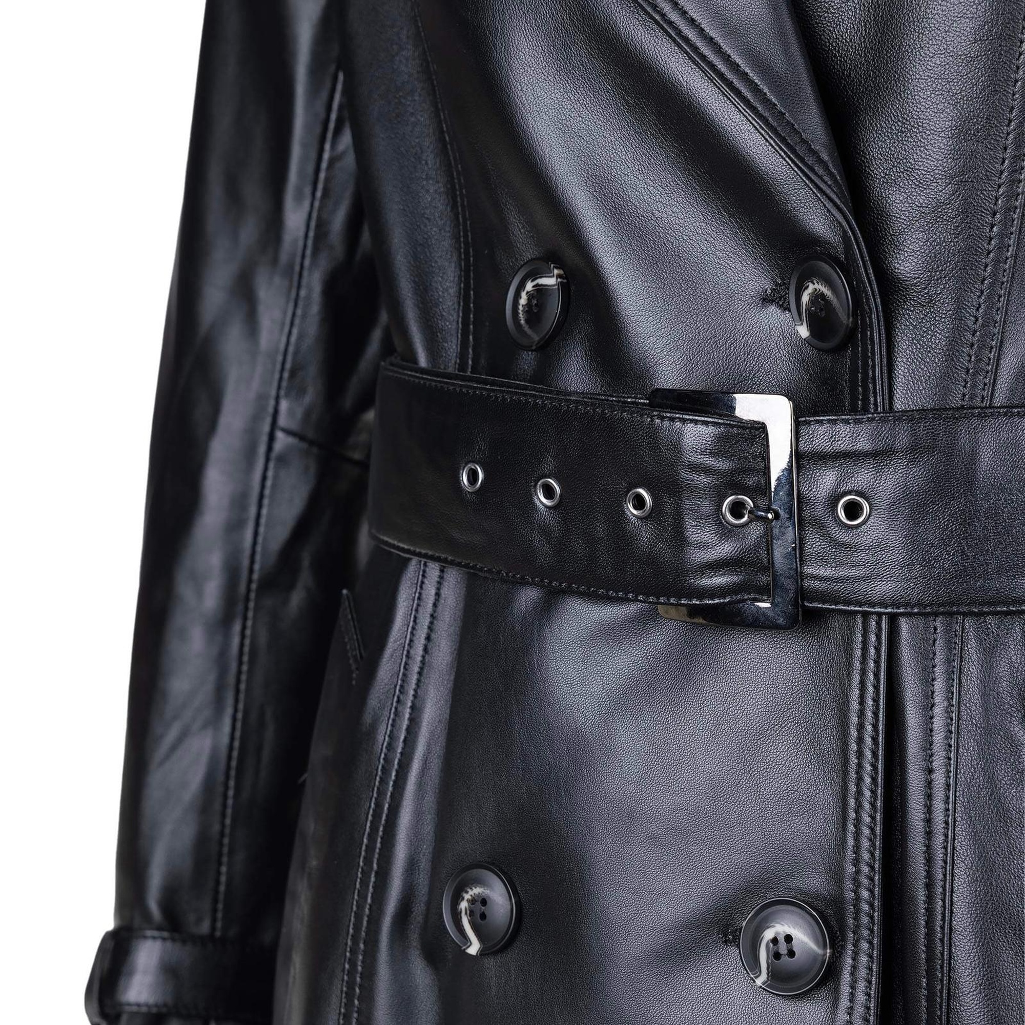 Tamer Tanca Kadın Hakiki Deri Siyah Deri Deri Mont