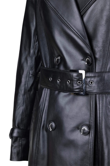  Tamer Tanca Kadın Hakiki Deri Siyah Deri Deri Mont