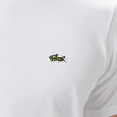  Lacoste Erkek Slim Fit Bisiklet Yaka Beyaz T-Shirt