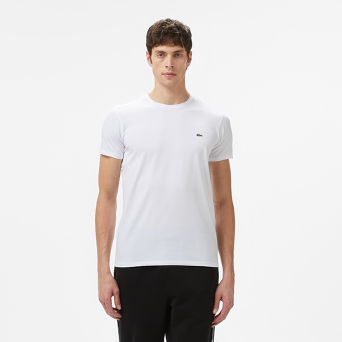  Lacoste Erkek Slim Fit Bisiklet Yaka Beyaz T-Shirt