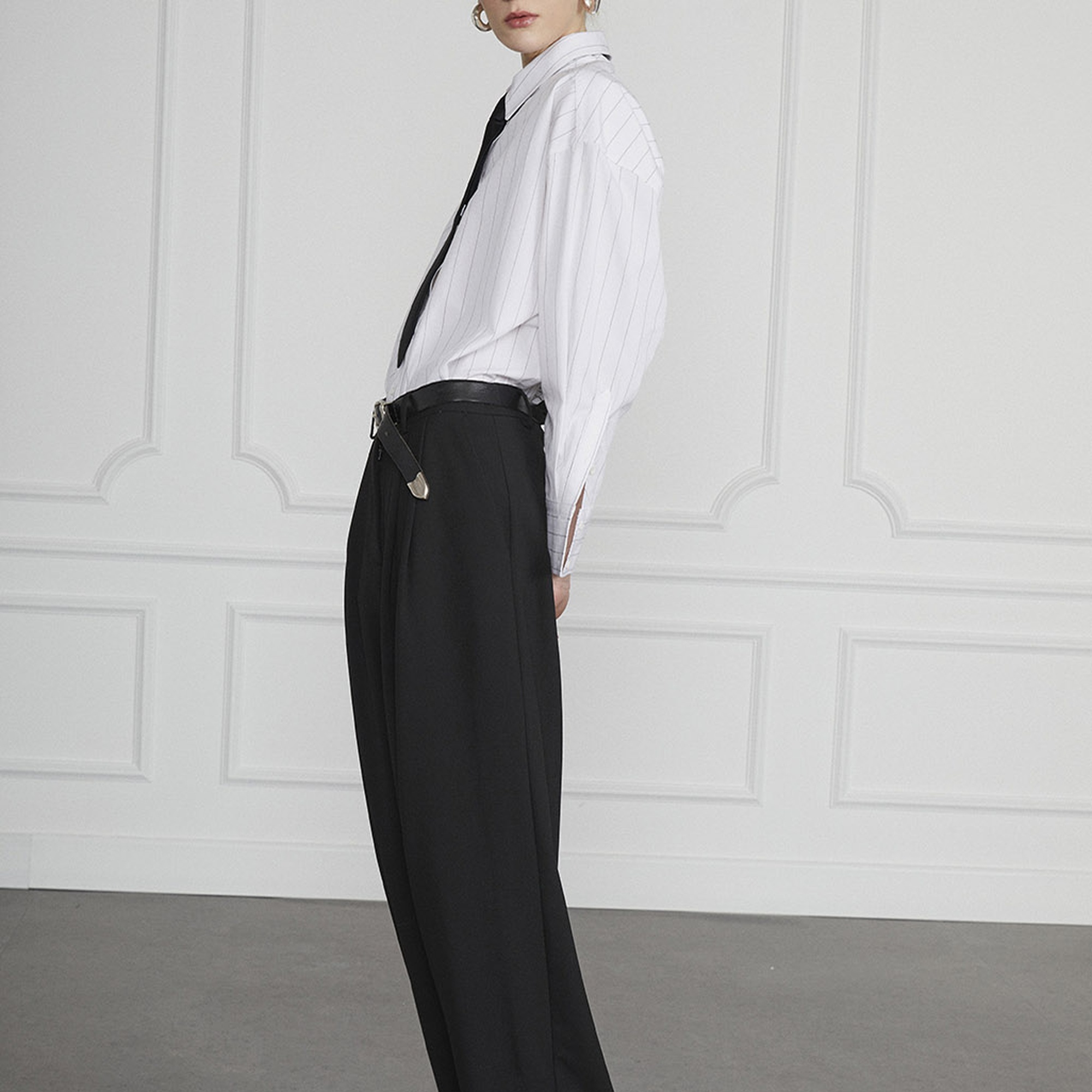 Poplin Çizgili Oversize Gömlek