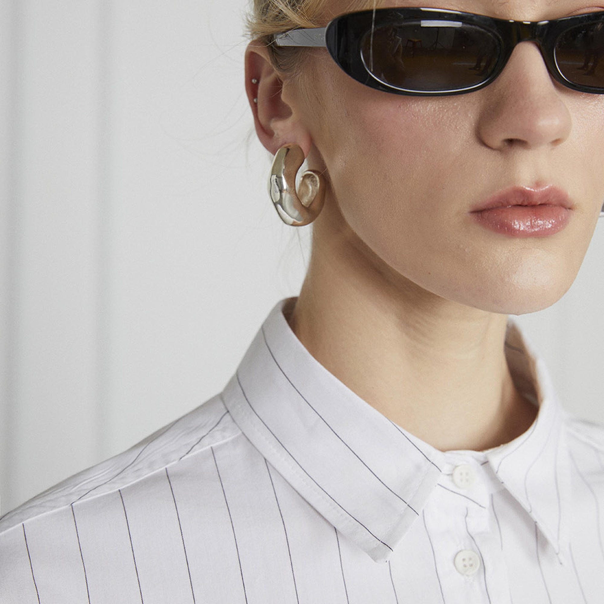 Poplin Çizgili Oversize Gömlek