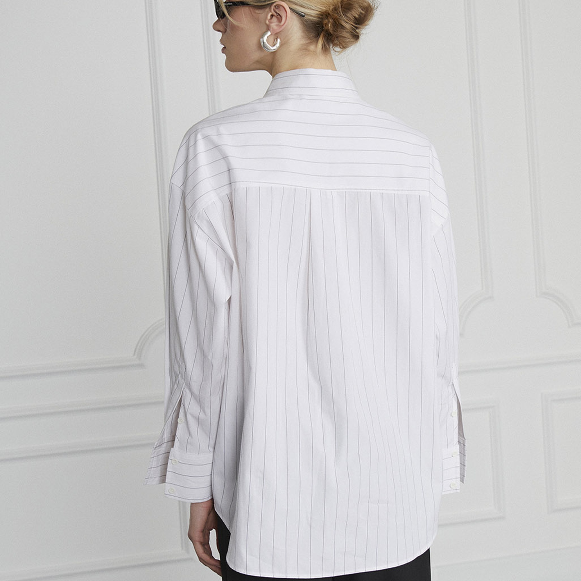 Poplin Çizgili Oversize Gömlek