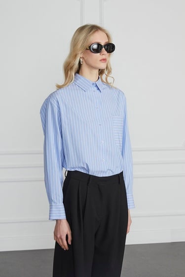  Çizgili Cepli Gömlek