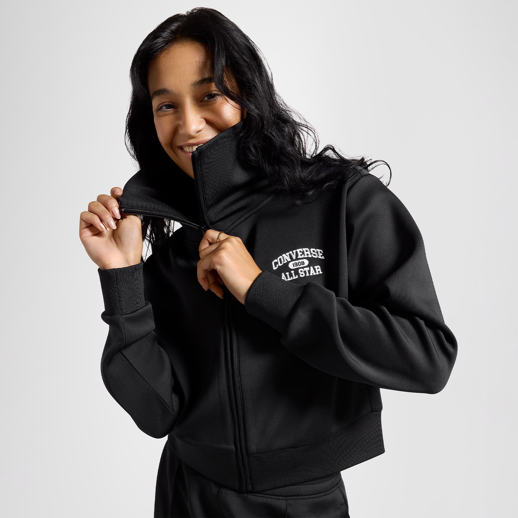 Converse Kadın Fermuarlı Siyah Eşofman Üstü