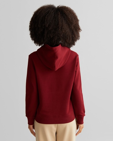  GANT Kadın Bordo Relaxed Fit Kapüşonlu Logolu Sweatshirt