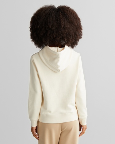  GANT Kadın Krem Relaxed Fit Kapüşonlu Logolu Sweatshirt