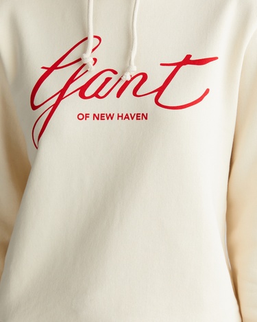  GANT Kadın Krem Relaxed Fit Kapüşonlu Logolu Sweatshirt