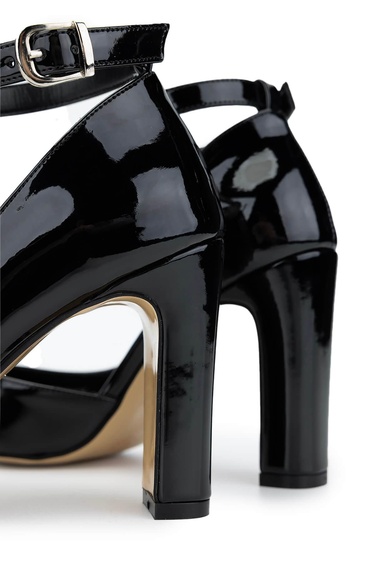  Tamer Tanca Kadın Vegan Siyah Rugan Topuklu & Stiletto Ayakkabı