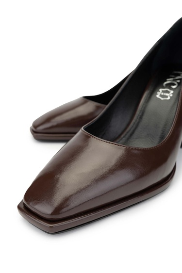  Tamer Tanca Kadın Vegan Kahverengi Topuklu Ayakkabı