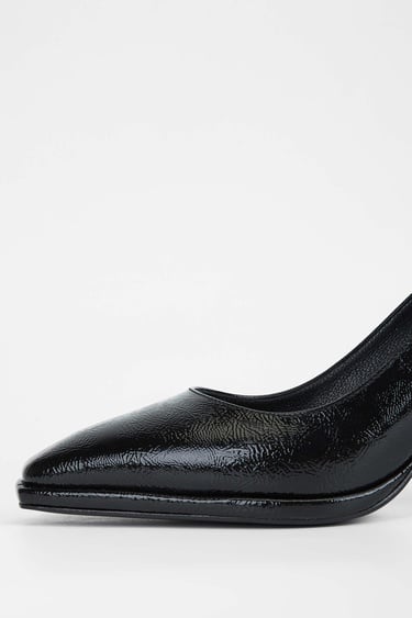  Tamer Tanca Kadın Vegan Siyah Rugan Topuklu Ayakkabı