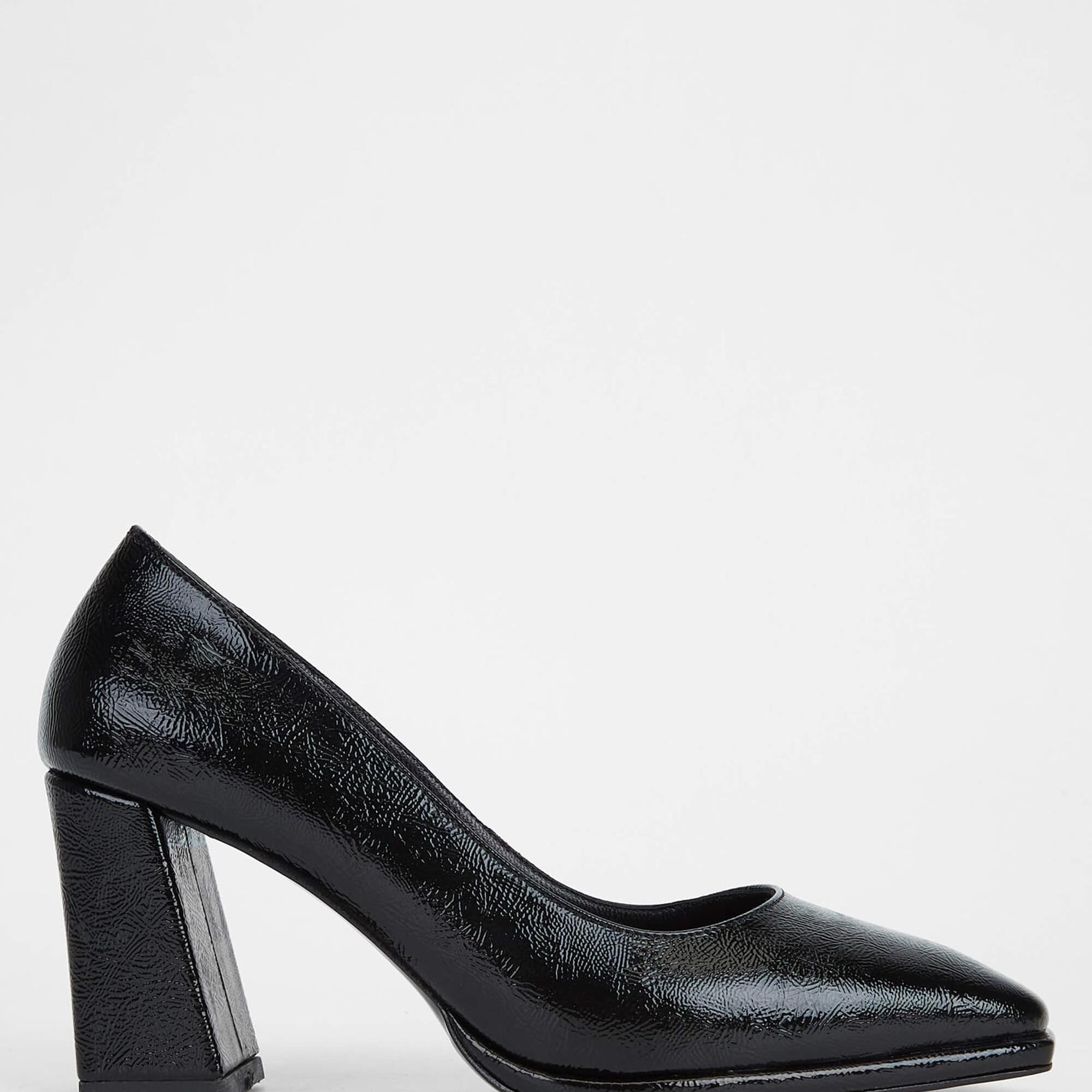 Tamer Tanca Kadın Vegan Siyah Rugan Topuklu Ayakkabı