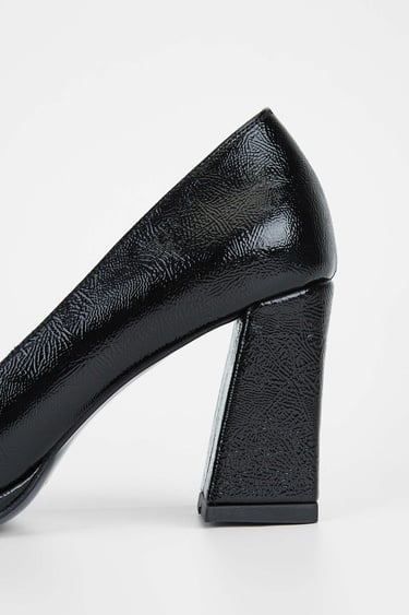  Tamer Tanca Kadın Vegan Siyah Rugan Topuklu Ayakkabı