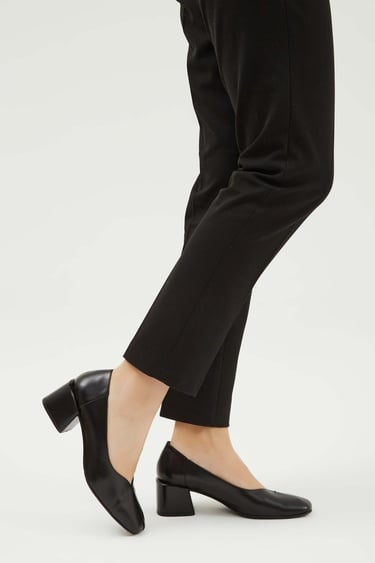  Tamer Tanca Kadın Hakiki Deri Siyah Deri Topuklu Ayakkabı