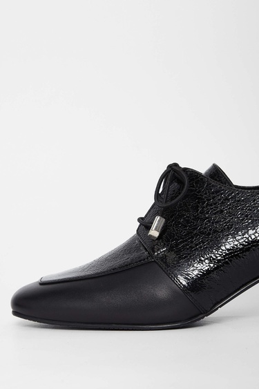  Tamer Tanca Kadın Hakiki Deri Siyah Rugan Topuklu Ayakkabı