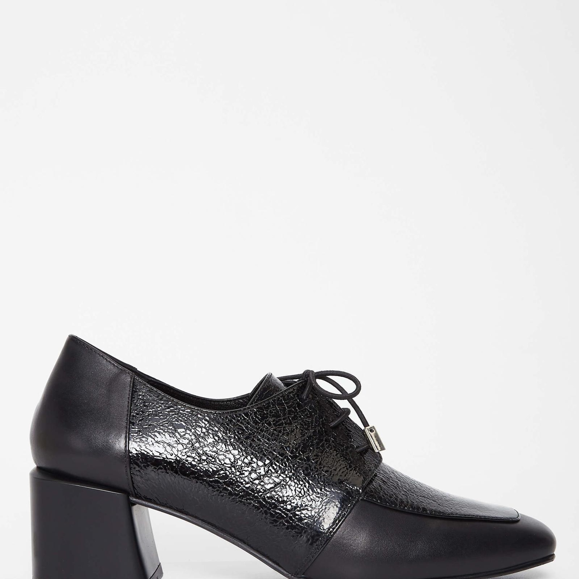 Tamer Tanca Kadın Hakiki Deri Siyah Rugan Topuklu Ayakkabı