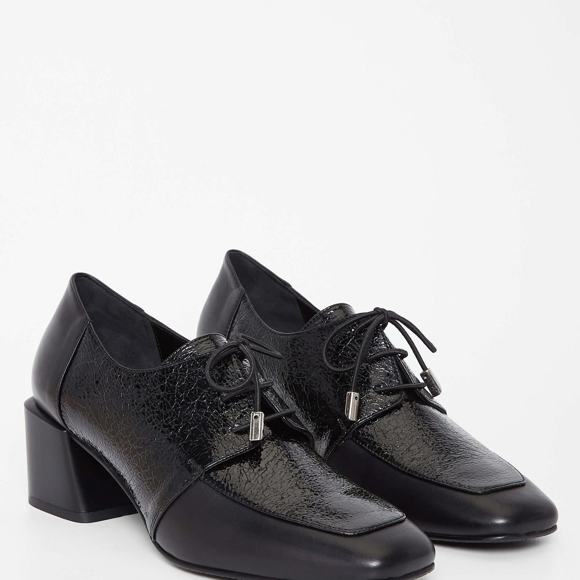 Tamer Tanca Kadın Hakiki Deri Siyah Rugan Topuklu Ayakkabı