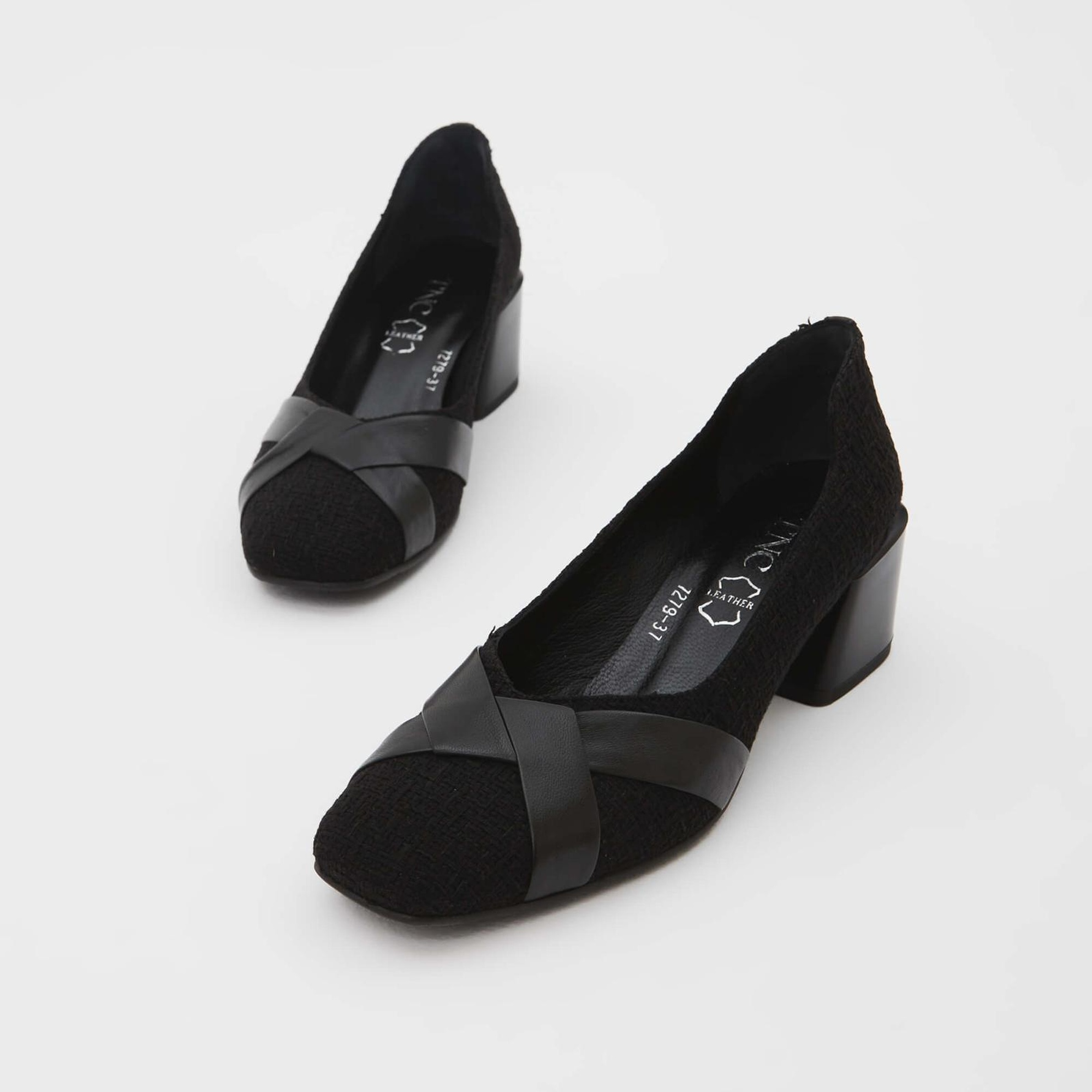 Tamer Tanca Kadın Hakiki Deri Siyah Keten Topuklu Ayakkabı