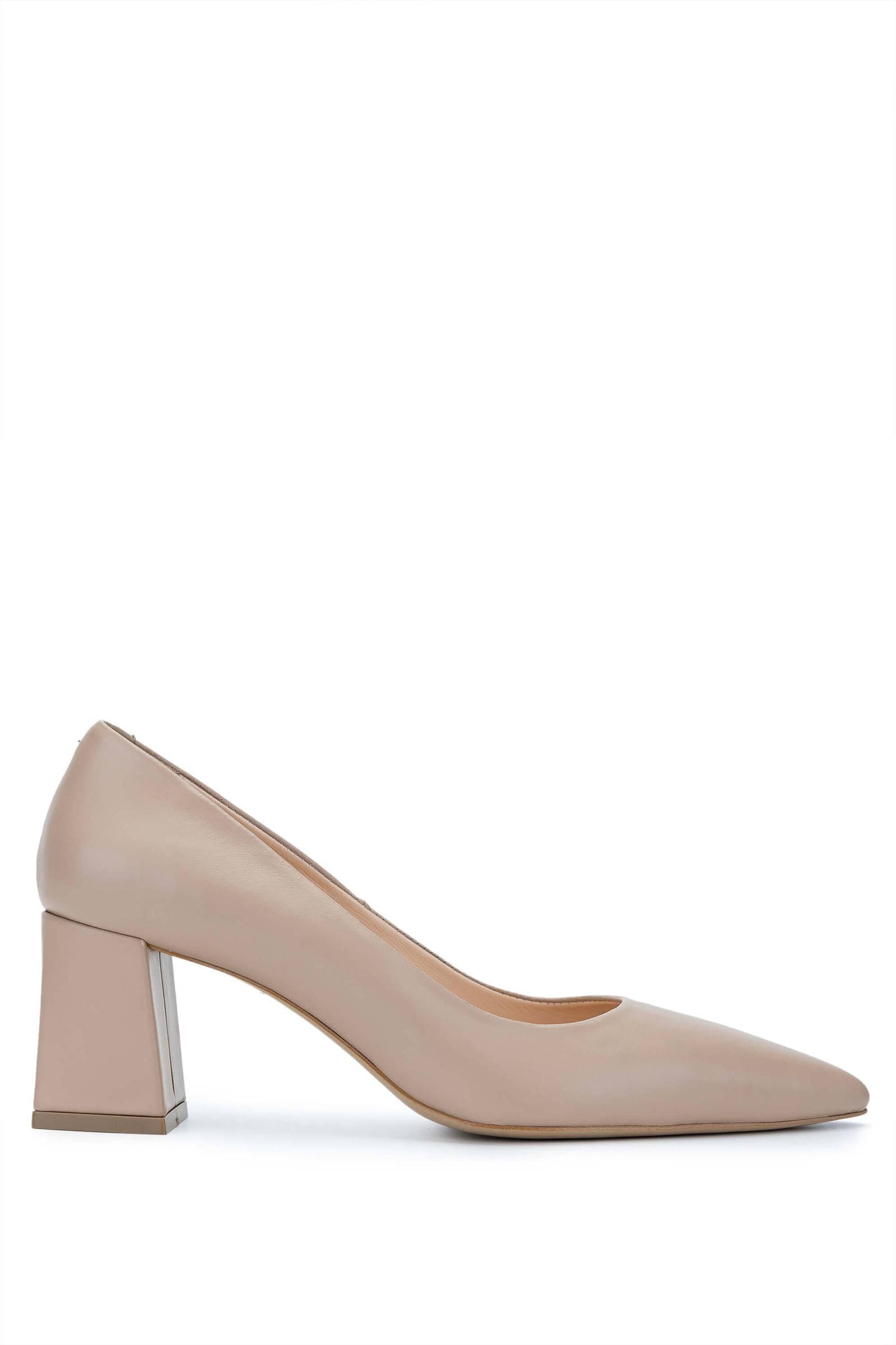  Tamer Tanca Kadın Hakiki Deri Bej Topuklu Ayakkabı