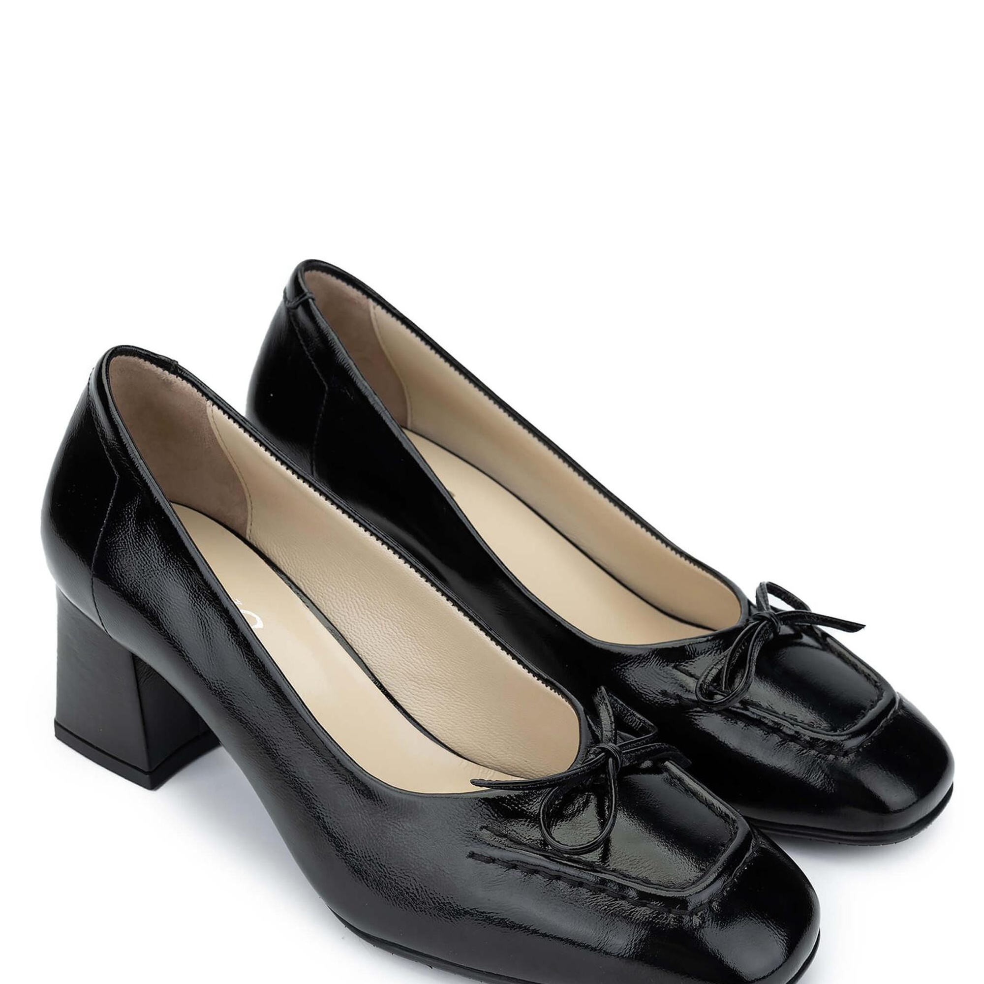 Tamer Tanca Kadın Hakiki Deri Siyah Rugan Topuklu Ayakkabı