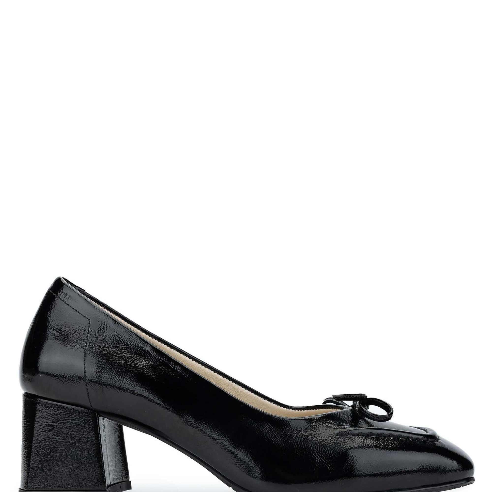 Tamer Tanca Kadın Hakiki Deri Siyah Rugan Topuklu Ayakkabı