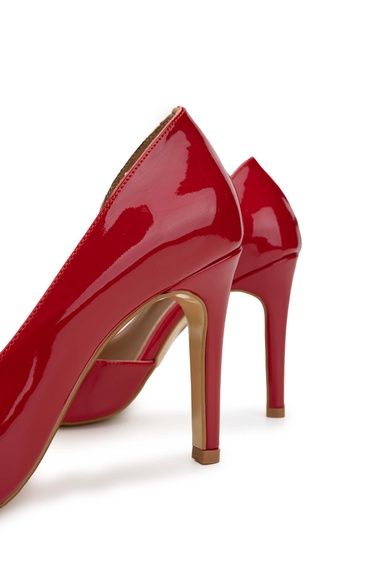  Tamer Tanca Kadın Vegan Kırmızı Rugan Topuklu Ayakkabı