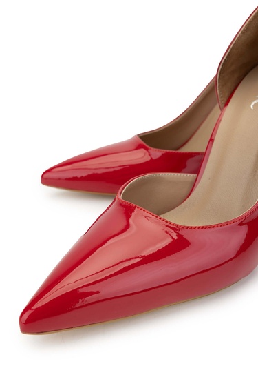  Tamer Tanca Kadın Vegan Kırmızı Rugan Topuklu Ayakkabı