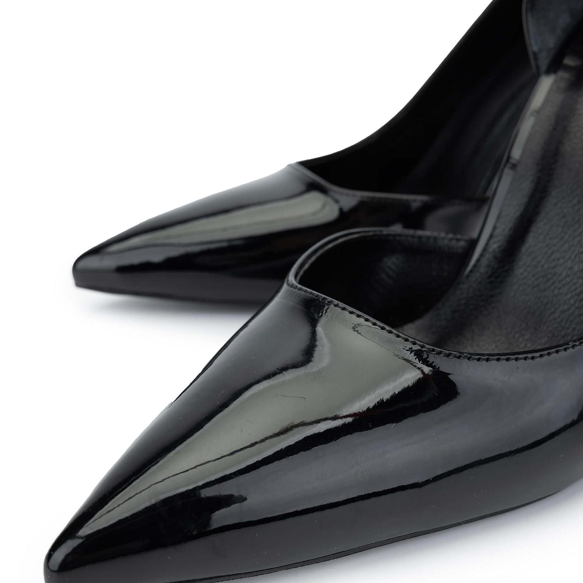 Tamer Tanca Kadın Vegan Siyah Rugan Topuklu Ayakkabı