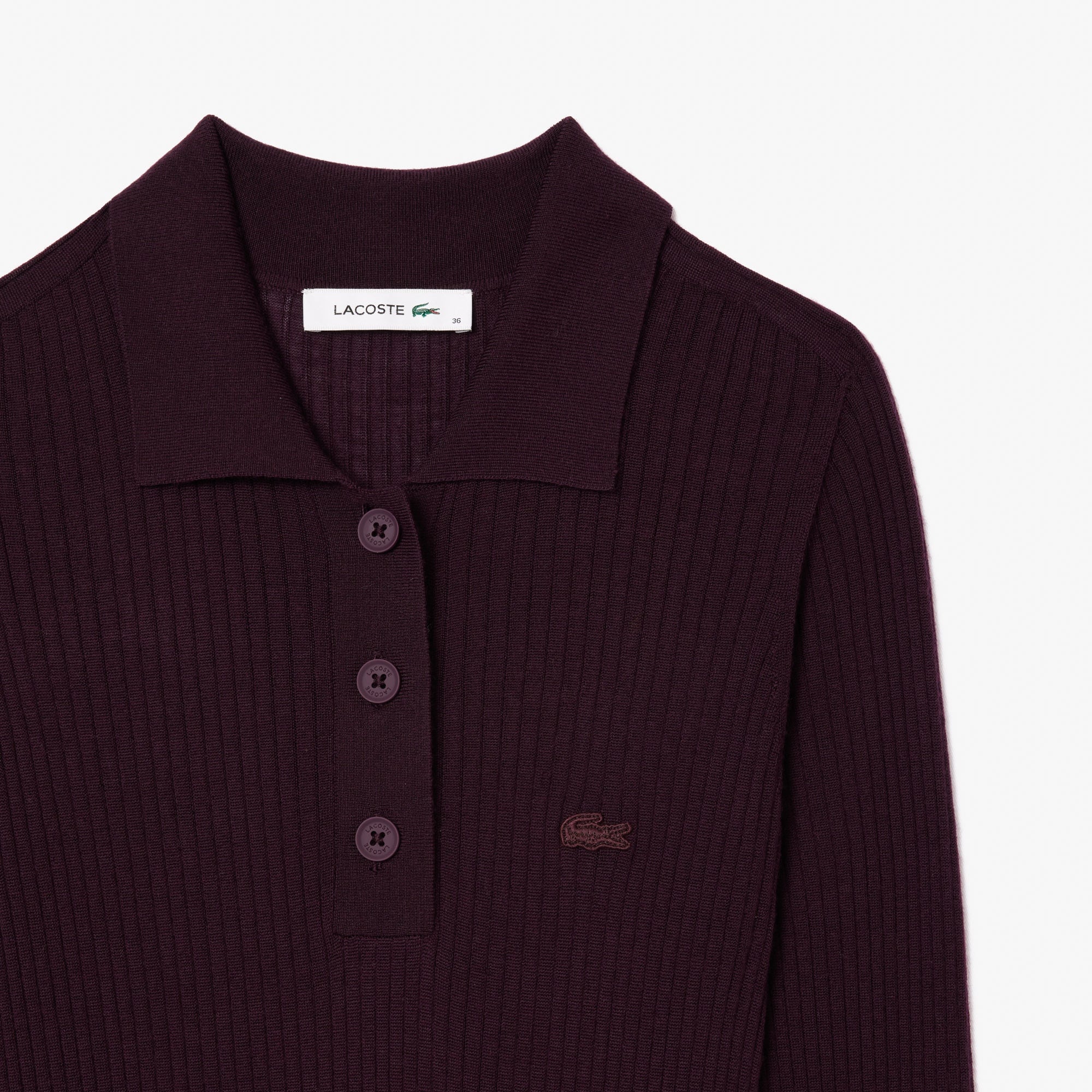 Kadın Uzun Kollu Polo Yaka Yün Bordo Elbise