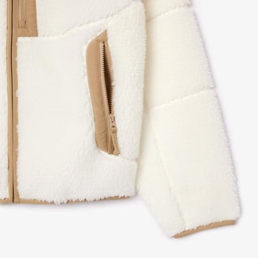  Erkek Dik Yaka Desenli Beyaz Mont