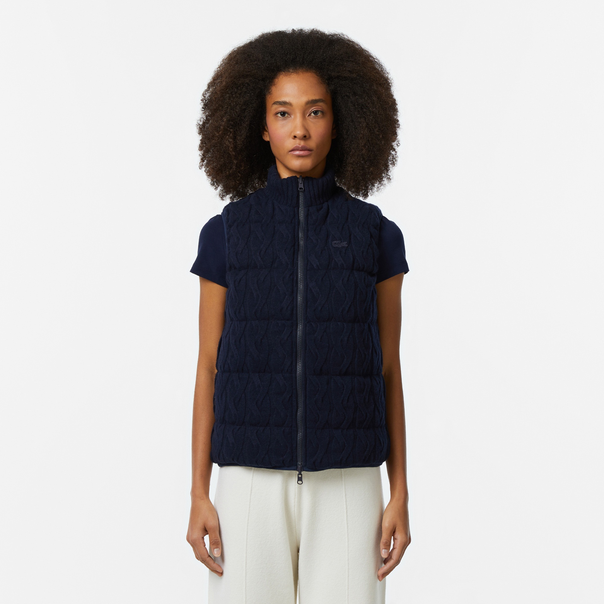 Kadın Kapitone Regular Fit Dik Yaka Çift Taraflı Lacivert Yelek