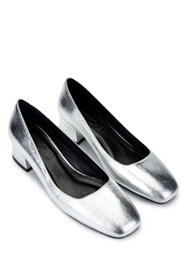  Tamer Tanca Kadın Hakiki Deri Gri Topuklu Ayakkabı