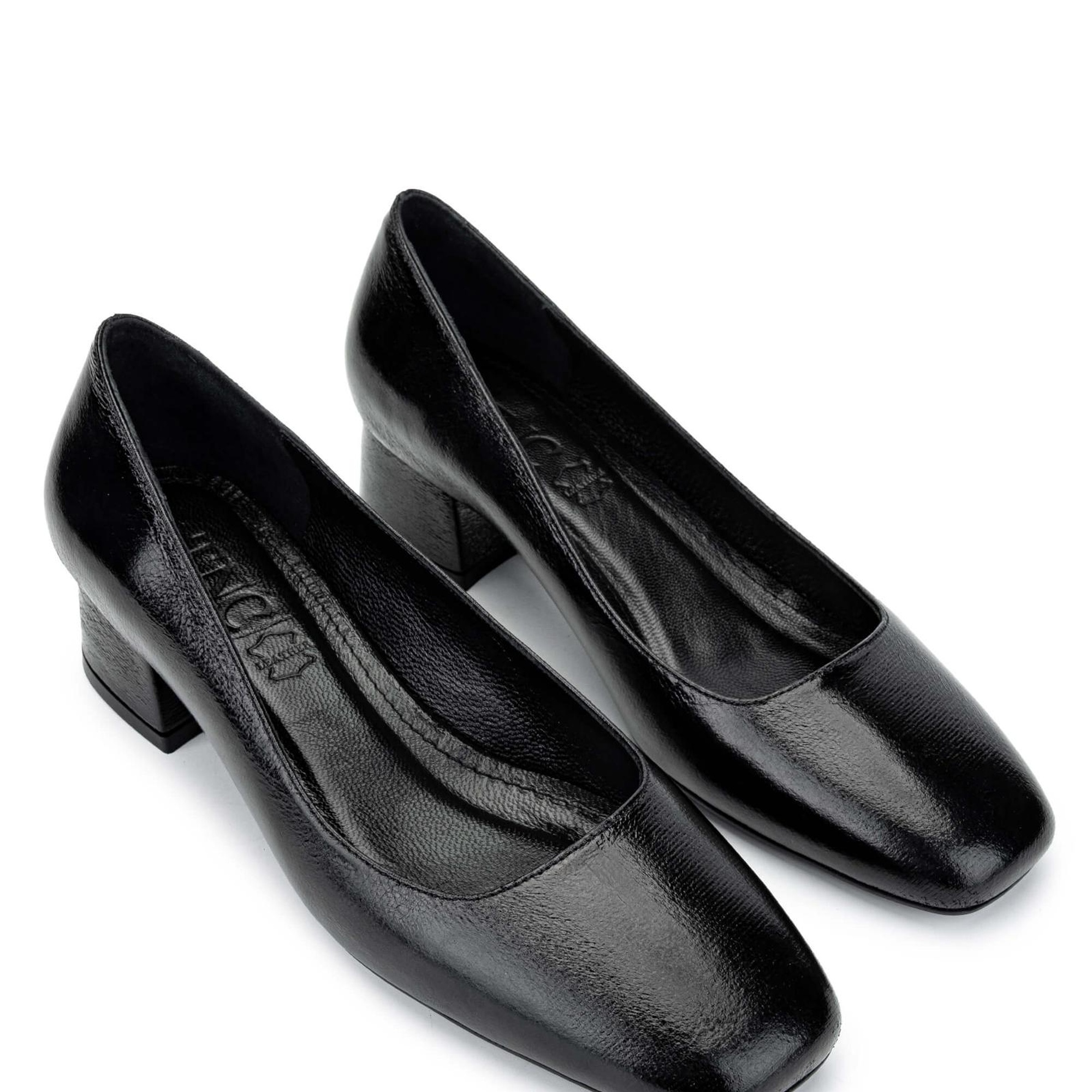 Tamer Tanca Kadın Hakiki Der Siyah Topuklu Ayakkabı