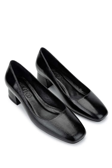  Tamer Tanca Kadın Hakiki Der Siyah Topuklu Ayakkabı