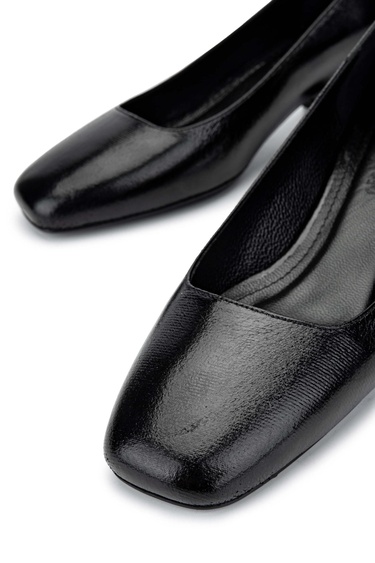  Tamer Tanca Kadın Hakiki Der Siyah Topuklu Ayakkabı