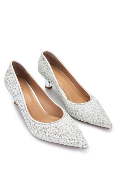  Tamer Tanca Kadın Hakiki Deri Bej Topuklu Ayakkabı