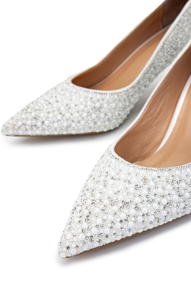  Tamer Tanca Kadın Hakiki Deri Bej Topuklu Ayakkabı