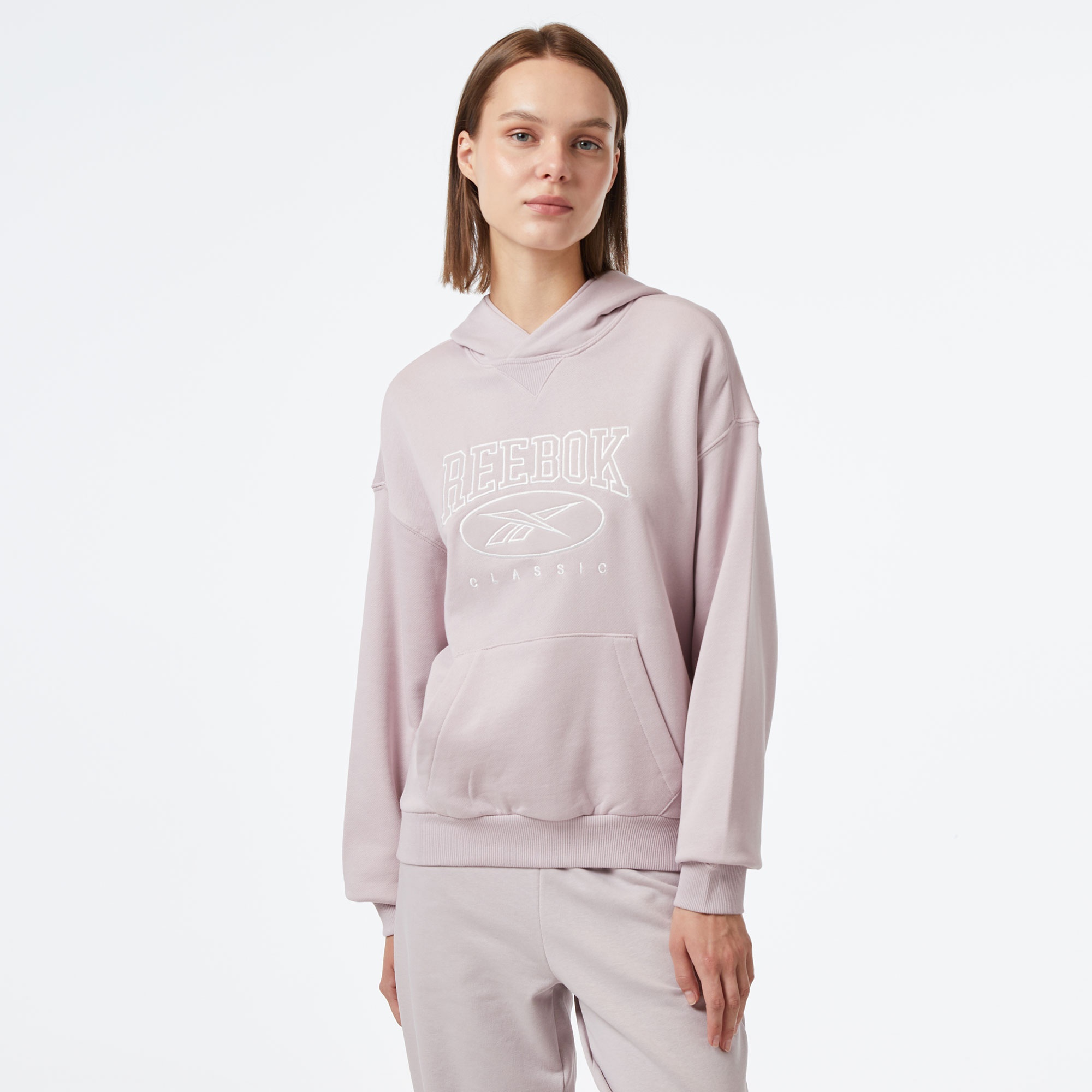 Reebok Cl Ae Big Logo Ft Hoodie Kadın Pembe Sweatshirt