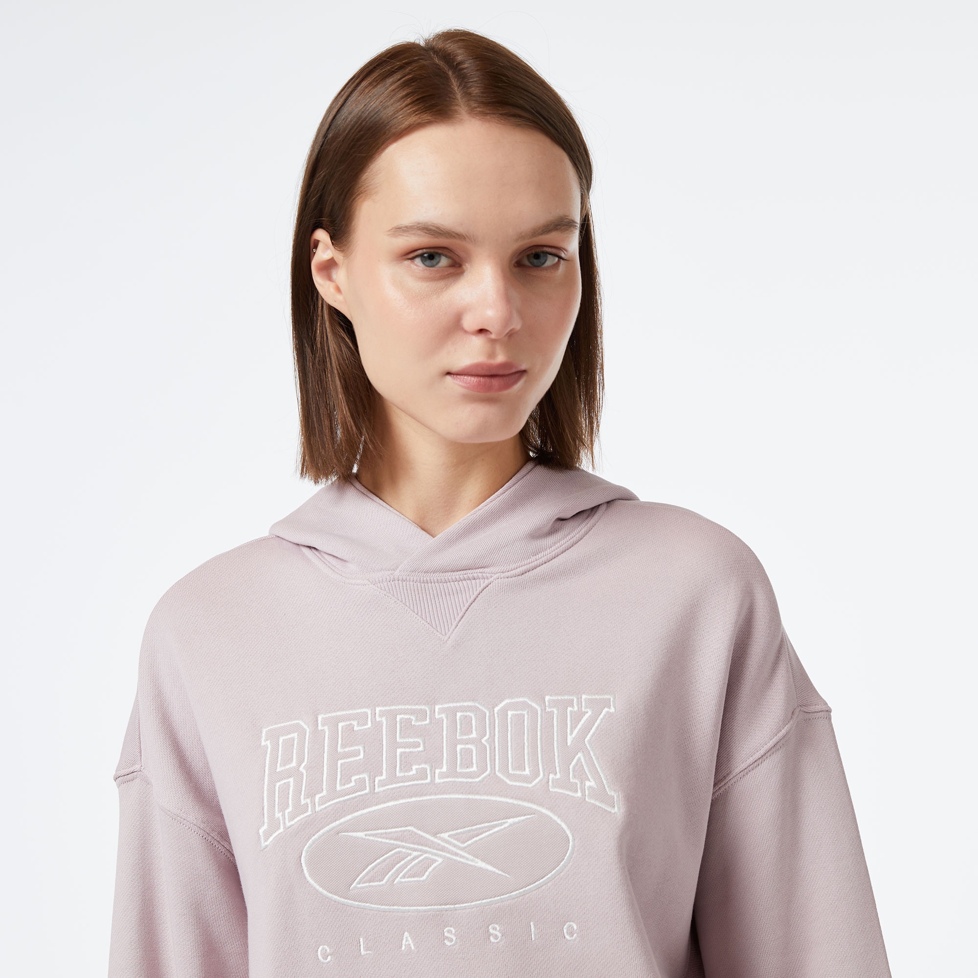 Reebok Cl Ae Big Logo Ft Hoodie Kadın Pembe Sweatshirt