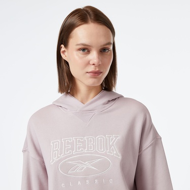  Reebok Cl Ae Big Logo Ft Hoodie Kadın Pembe Sweatshirt