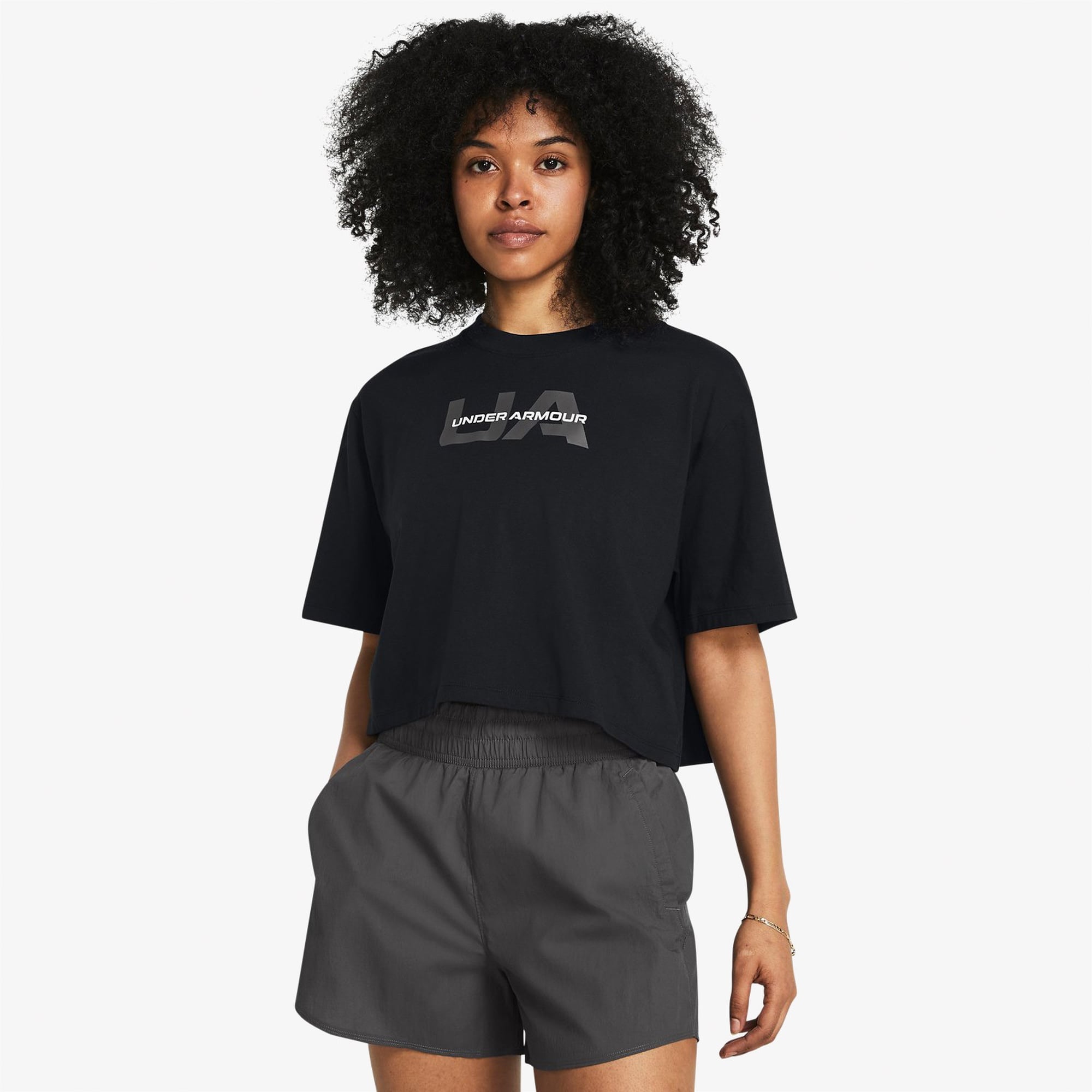 Under Armour Boxy Crop Kadın Siyah Günlük T-Shirt