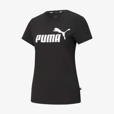  Puma Essentials Logo Kadın Siyah Günlük T-Shirt