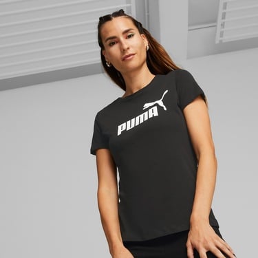  Puma Essentials Logo Kadın Siyah Günlük T-Shirt
