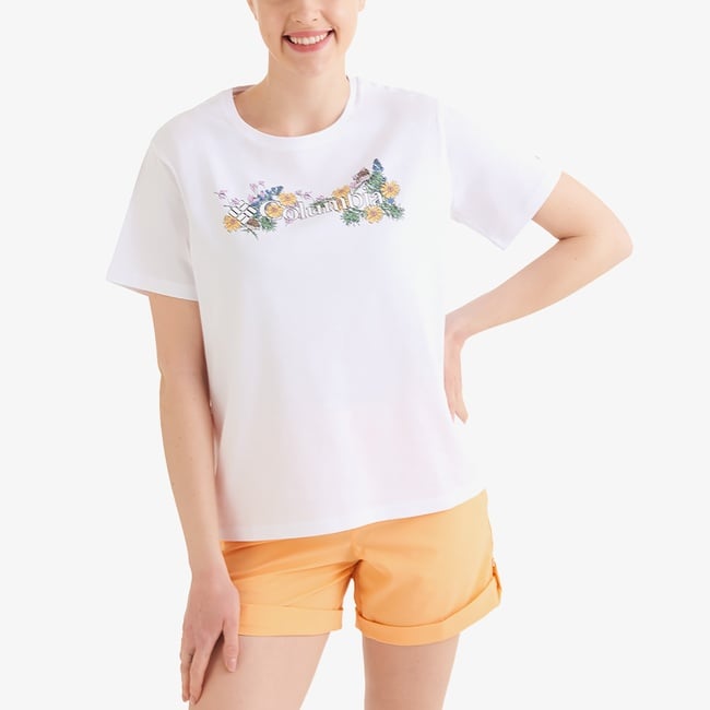  Columbia Kadın Beyaz Günlük T-Shirt